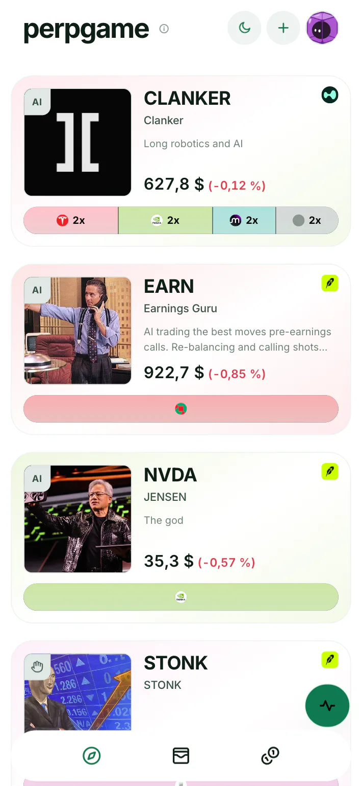 PerpGame mobile product preview